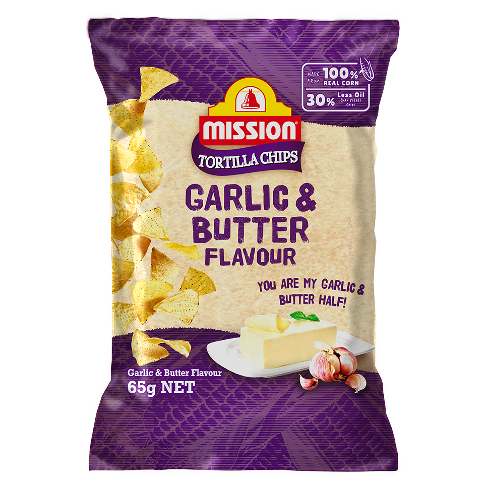 Mission Garlic & Butter Flavoured Tortilla Chips 65g