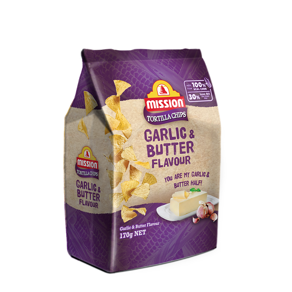 Mission Garlic & Butter Flavoured Tortilla Chips 170g