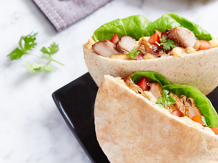 Roast Chicken Pita Pocket with Chutney Cream Cheese