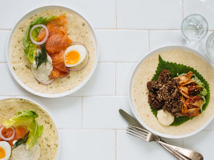 Smoked Salmon and Egg Wrap with Mustard Dill Mayonnaise