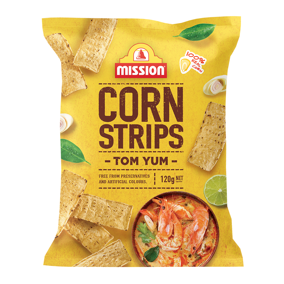 Mission Tom Yum Flavoured Corn Strips 120g
